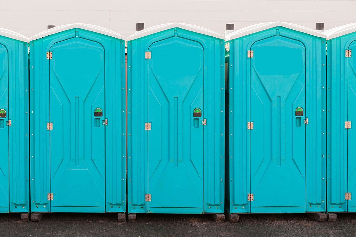 Industrial portable restroom units at a plant in Tifton, Georgia