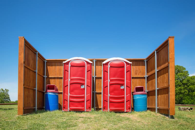 Short-term porta potty units staged for delivery in Tifton, Georgia